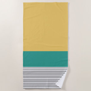 Mustard and teal pattern beach towel