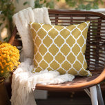 Mustard and White Moroccan Pattern Cushion<br><div class="desc">Design your own custom throw pillow in any colour to perfectly coordinate with your home decor in any room! Use the design tools to change the background colour behind the white Moroccan quatrefoil lattice pattern, or add your own text to include a name, monogram initials or other special text. Every...</div>