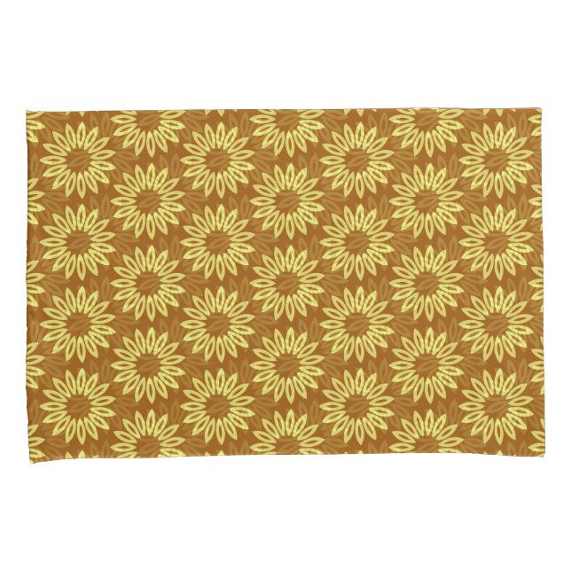 Mustard and Yellow Earthy Tone Pattern Pillowcase (Front-Right)
