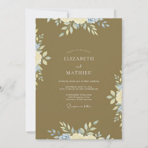 Mustard Antique Gold Leafy Wedding Invitation