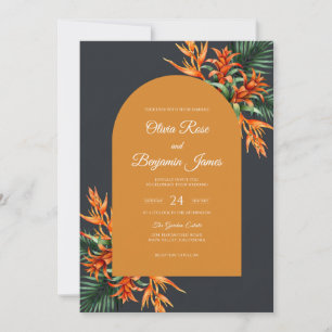 Mustard Bird Of Paradise Eucalyptus Wedding Invitation
