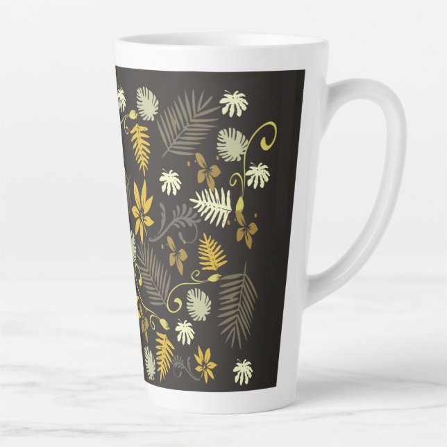 Mustard & Black Floral latte mug (Right)