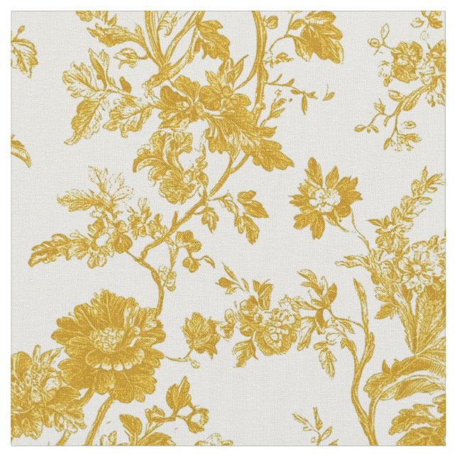 Mustard Blossom Toile Fabric (Close Up)