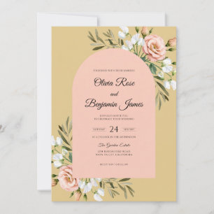 Mustard Blush Foliage Eucalyptus Wedding Invitation