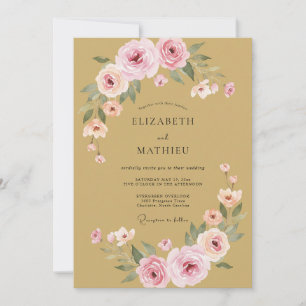 Mustard Blush Ranunculus Eucalyptus Wedding Invitation
