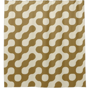 Mustard Bold Mid Century Retro Geometric Dots Shower Curtain
