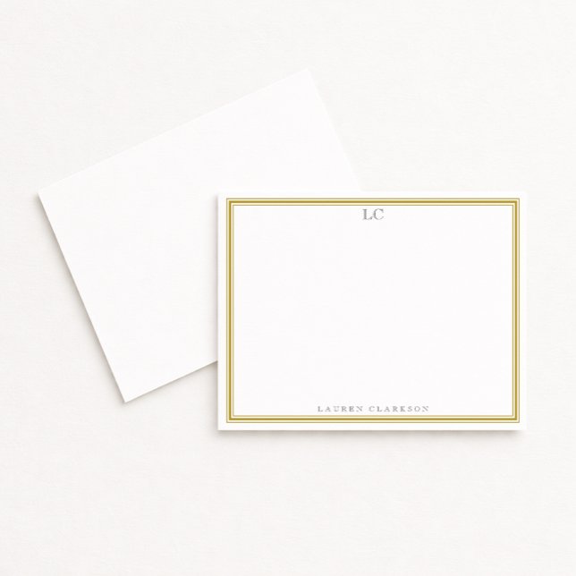 Mustard Border Monogram Stationery Note Card (Creator Uploaded)
