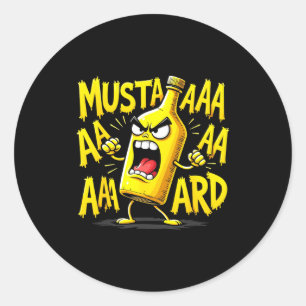 Mustard Bottle Scream Funny Condiment Rap Humor  Classic Round Sticker