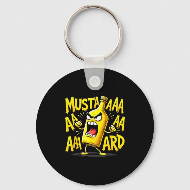 Mustard Bottle Scream Funny Condiment Rap Humor  Key Ring (Front)