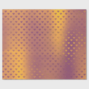 Mustard Bronze Gold Hearts Metallic Confetti Wrapping Paper