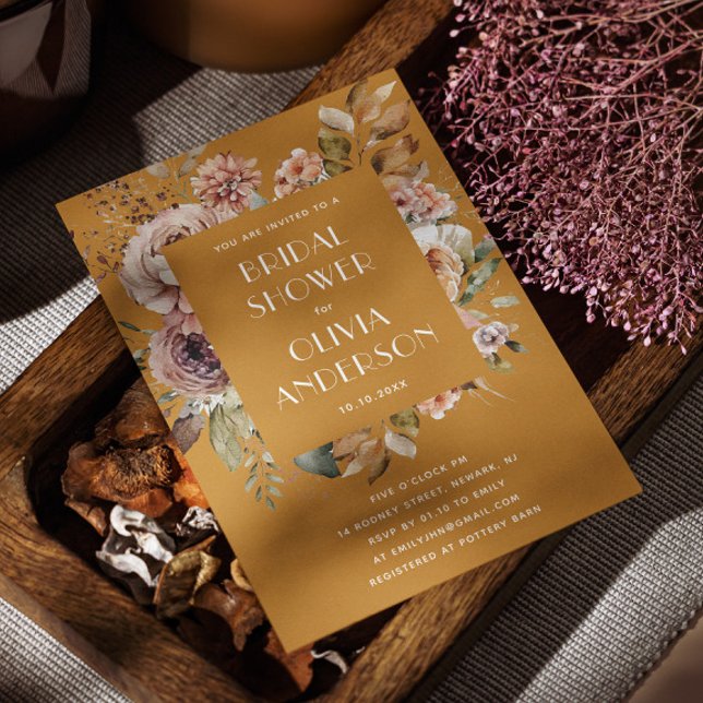 Mustard Brown Bridal Shower | Elegant Boho Rustic Invitation (Creator Uploaded)