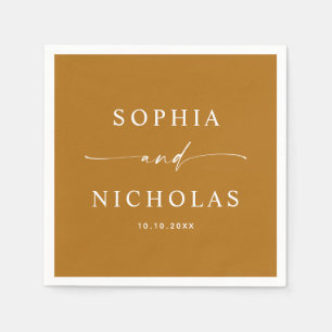 Mustard Brown Fall Wedding Autumn Modern Simple Napkin