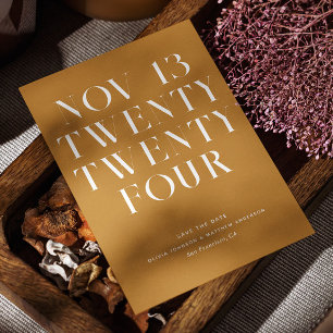 Mustard Brown Fall Wedding   Minimalist Autumn Save The Date