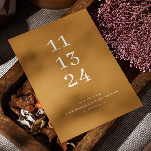 Mustard Brown Fall Wedding | Minimalist Autumn Save The Date (Creator Uploaded)