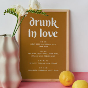Mustard Brown Wedding Bar Sign   Drunk in Love