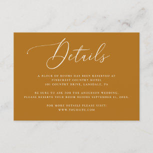 Mustard Brown Wedding Hotel Details Accommodation Enclosure Card