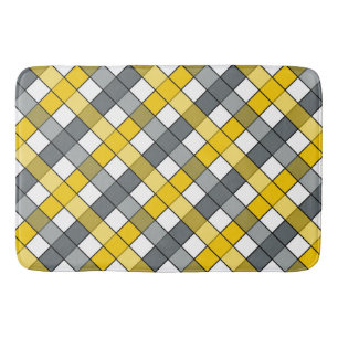 MUSTARD & CHARCOAL PLAID BATH MAT