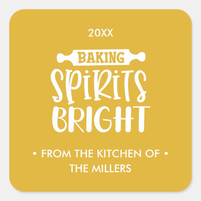 Mustard | Christmas Baking Spirits Bright Square Sticker (Front)