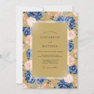 Mustard Cornflower Peony Wedding Invitation