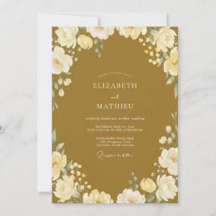 Mustard Cream Petal Wedding Invitation