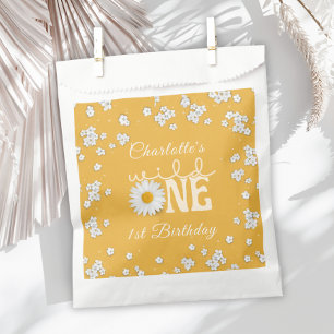 Mustard Daisy Wild One 1st Birthday Favour Bags