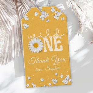 Mustard Daisy Wild One 1st Birthday Gift Tags