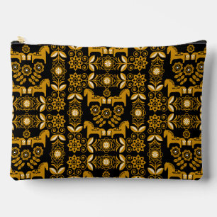 Mustard Dala Swedish Horse Print Accessory Pouch