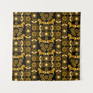 Mustard Dala Swedish Horse Print Tapestry