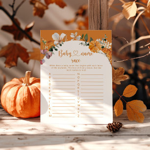 Mustard fall pumpkin baby name race game