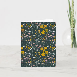 Mustard Floral Beetles & Bees Bohemian Wildflowers Card