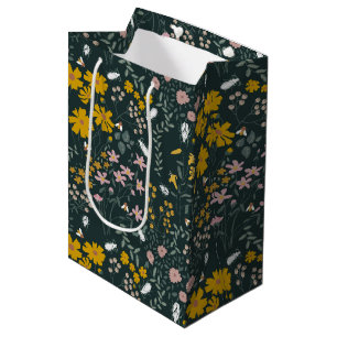 Mustard Floral Beetles & Bees Bohemian Wildflowers Medium Gift Bag