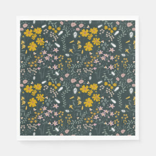 Mustard Floral Beetles & Bees Bohemian Wildflowers Napkin