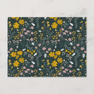 Mustard Floral Beetles & Bees Bohemian Wildflowers Postcard