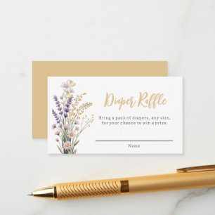 Mustard Floral Wildflower Diaper Raffle Enclosure Card