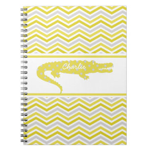 Mustard Gator on Chevron Personalised Notebook