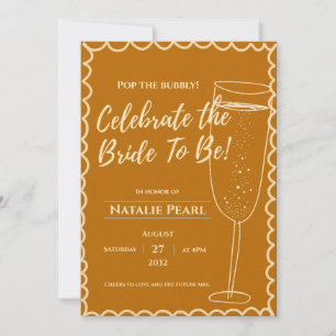 Mustard & Gold Champagne Bubbly Bridal Shower Invitation