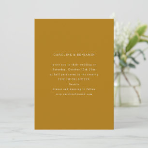 Mustard Gold Classic Serif Minimalist Wedding Invitation
