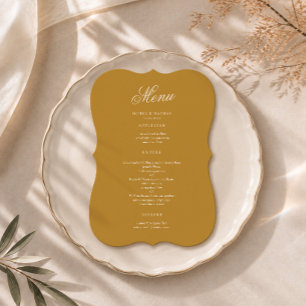 Mustard Gold Die Cut Wedding Menu Card
