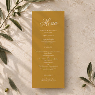 Mustard Gold Editorial Wedding Menu Card