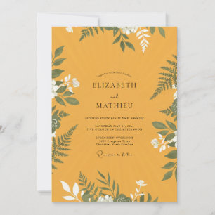 Mustard Gold Fern Wedding Invitation