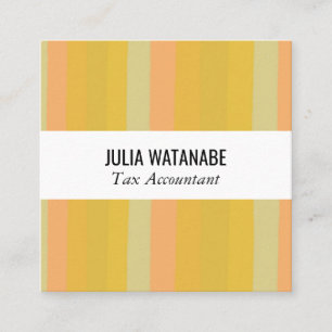 Mustard Gold Minimalist Stripes Handmade Square Business Card