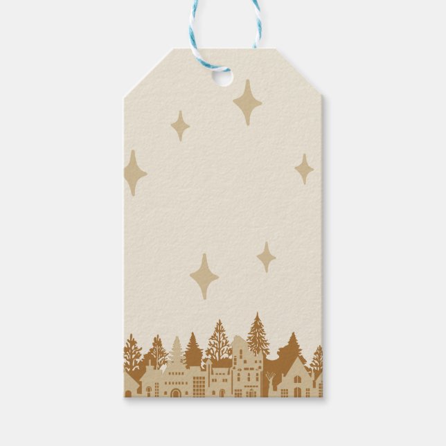 Mustard Gold Modern Village Gift Tags (Front)