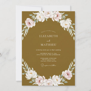 Mustard Gold Painted Foliage Wedding Invitation