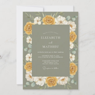 Mustard Gold Wreath Wedding Invitation