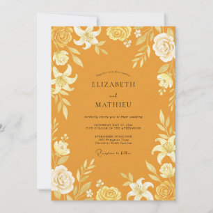 Mustard Golden Lily Wedding Invitation