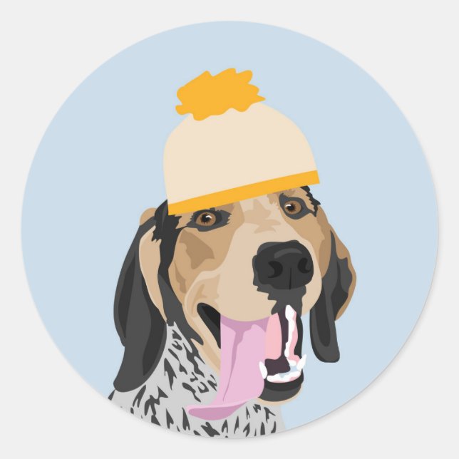 Mustard Hat  Coonhound Classic Round Sticker (Front)