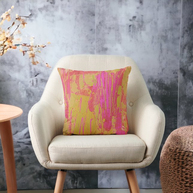 Mustard Hot Pink Artistic Contemporary Cushion (Creator Uploaded)