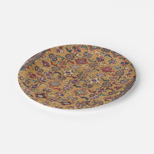 Mustard Khyrdagyd 19th Century Colourful Dark Red Paper Plate