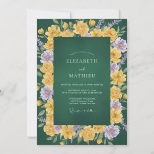 Mustard Lavender Ranunculus Eucalyptus Wedding Invitation