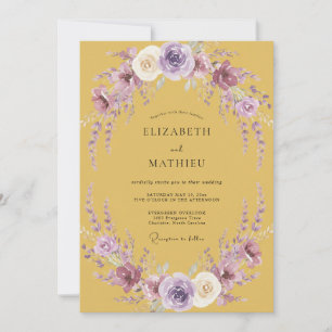 Mustard Lavender Wisteria Wedding Invitation